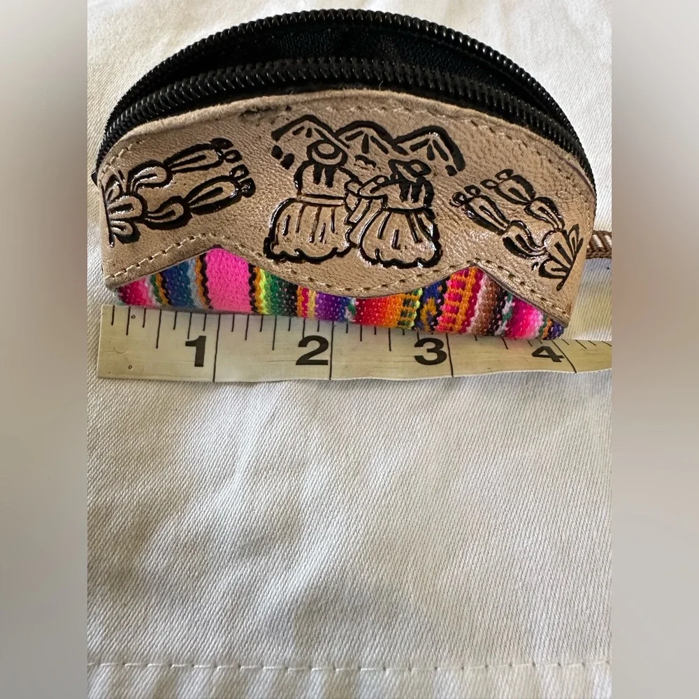 Peruvian leather and wool‎ Colorful Coin Purse